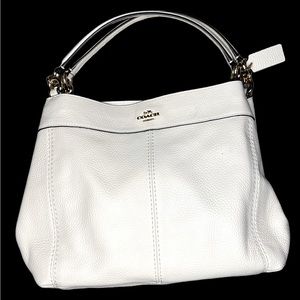 Coach Pebbled Levy Leather Shoulder Bag Color Chalk